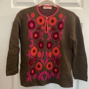 Vintage Jack Winter Flower Sweater Size M